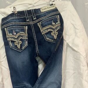 Rock Revival Blue Denim Pocket with Cream Contrast Stitching